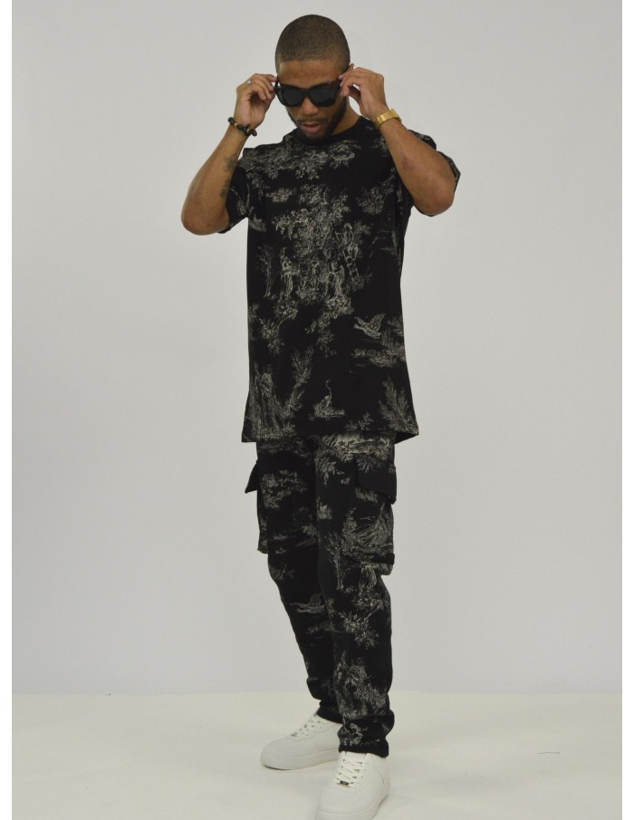 T-SHIRT NOIR IKAO A MOTIFS - HOMME - Accueil