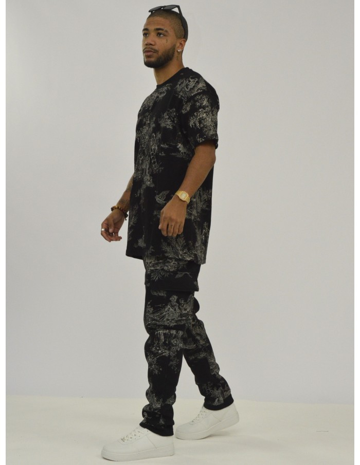 T-SHIRT NOIR IKAO A MOTIFS - HOMME - Accueil