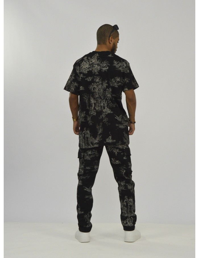 T-SHIRT NOIR IKAO A MOTIFS - HOMME - Accueil