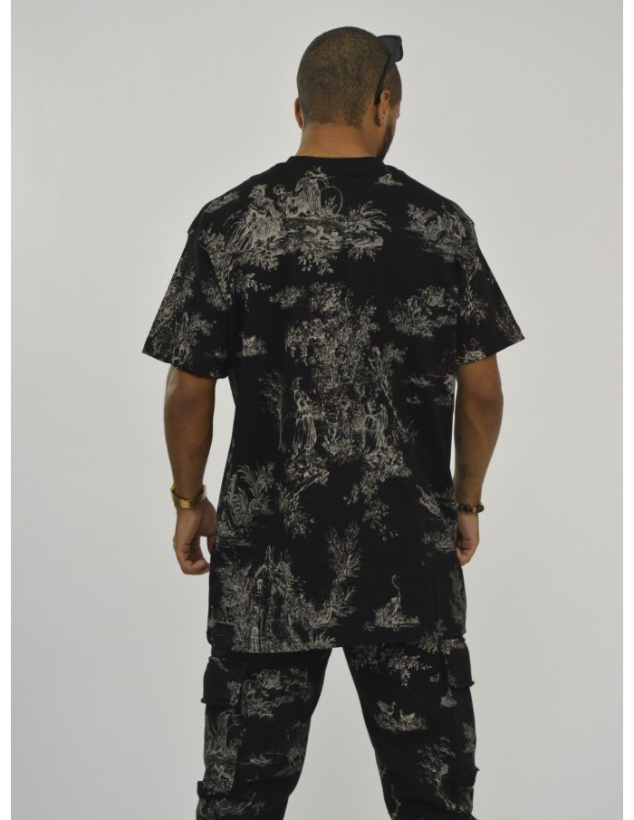 T-SHIRT NOIR IKAO A MOTIFS - HOMME - Accueil