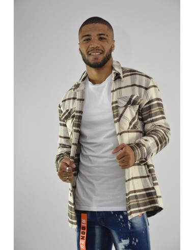 VESTE CHEMISE À CARREAU BEIGE - HOMME