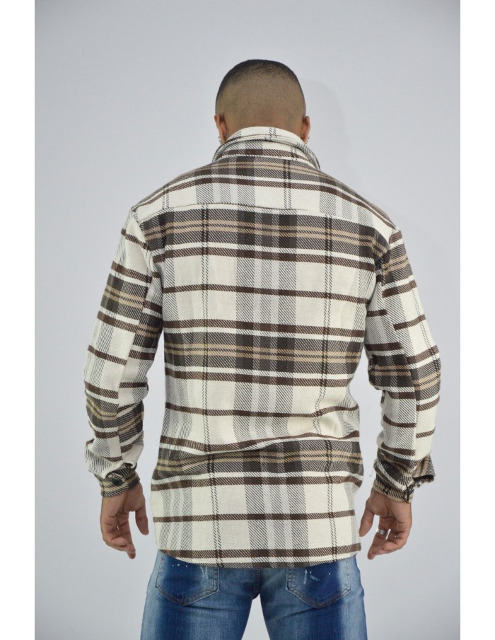 VESTE CHEMISE À CARREAU BEIGE - HOMME - Accueil