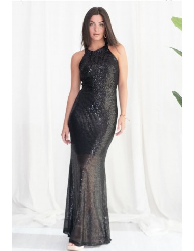 Robe longue noire en sequin NINA- FEMME