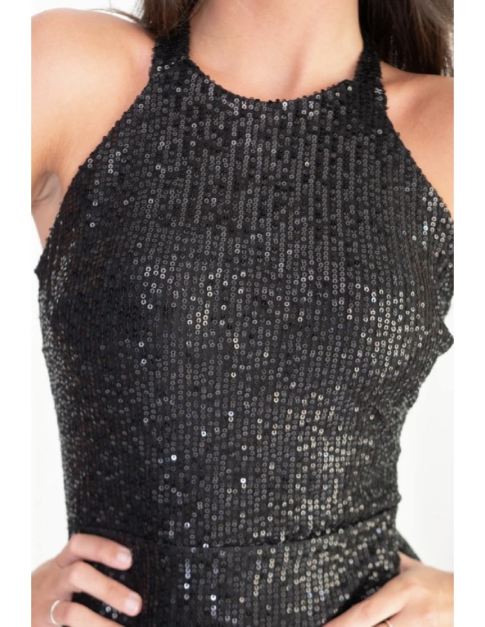 Robe longue noire en sequin NINA- FEMME - Accueil