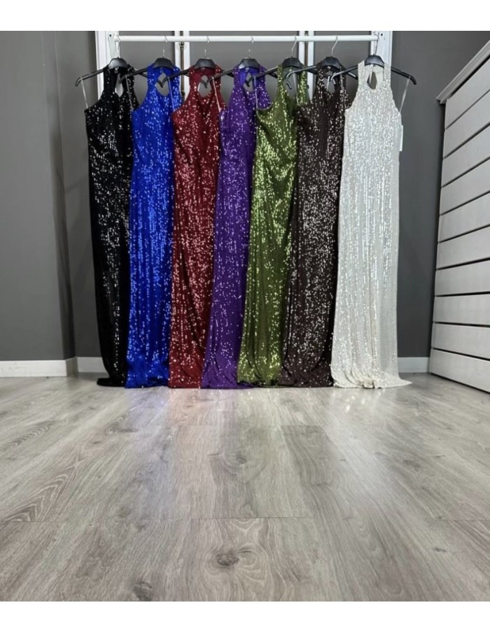 Robe longue noire en sequin NINA- FEMME - Accueil
