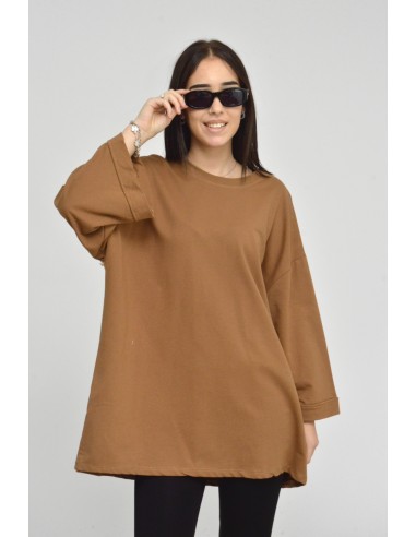 TOP MANCHE ÉVASÉE-camel-FEMME