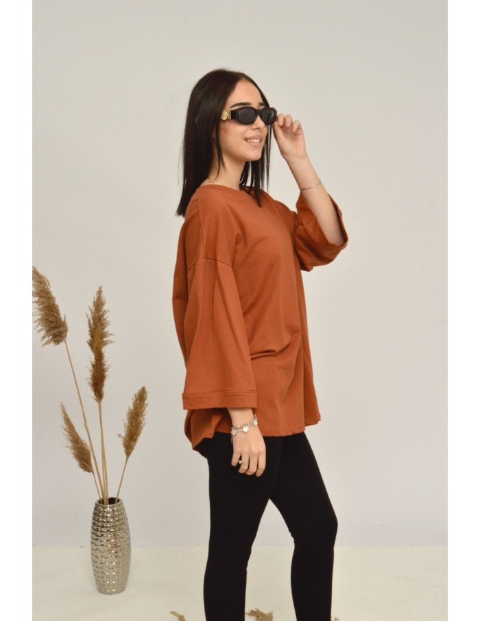 TOP MANCHE ÉVASÉE-ROUILLE-FEMME - Accueil