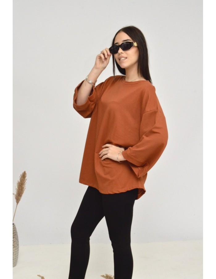 TOP MANCHE ÉVASÉE-ROUILLE-FEMME - Accueil