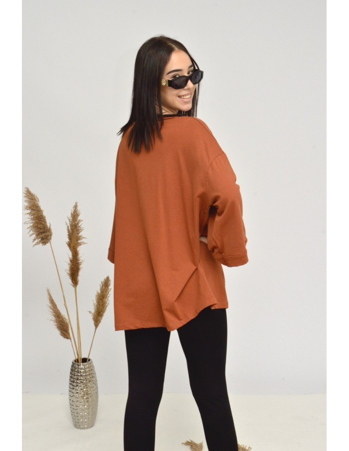TOP MANCHE ÉVASÉE-ROUILLE-FEMME - Accueil