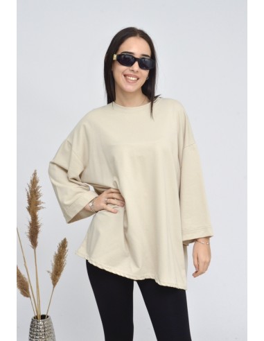 TOP MANCHE ÉVASÉE-CREME-FEMME
