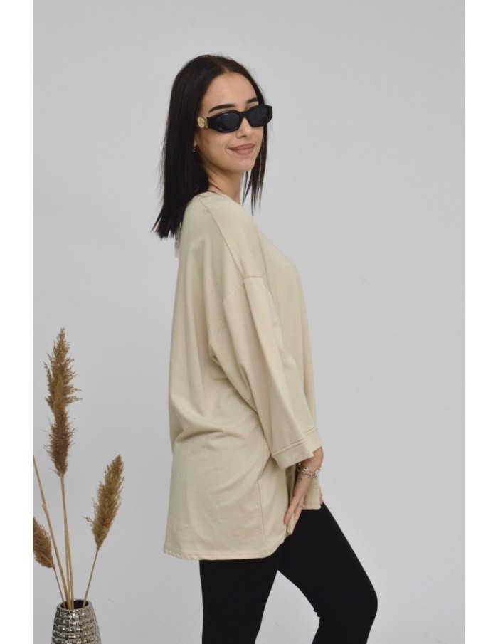 TOP MANCHE ÉVASÉE-CREME-FEMME - Accueil