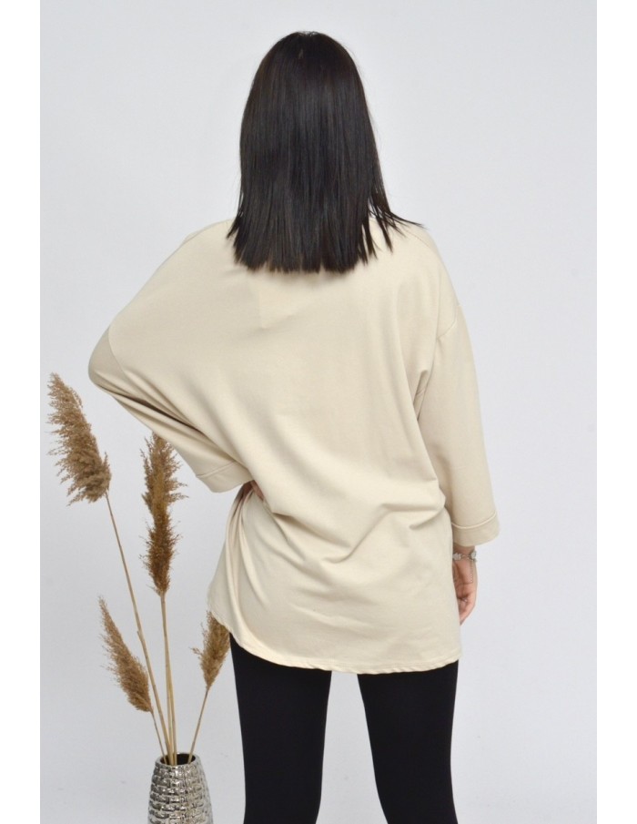TOP MANCHE ÉVASÉE-CREME-FEMME - Accueil
