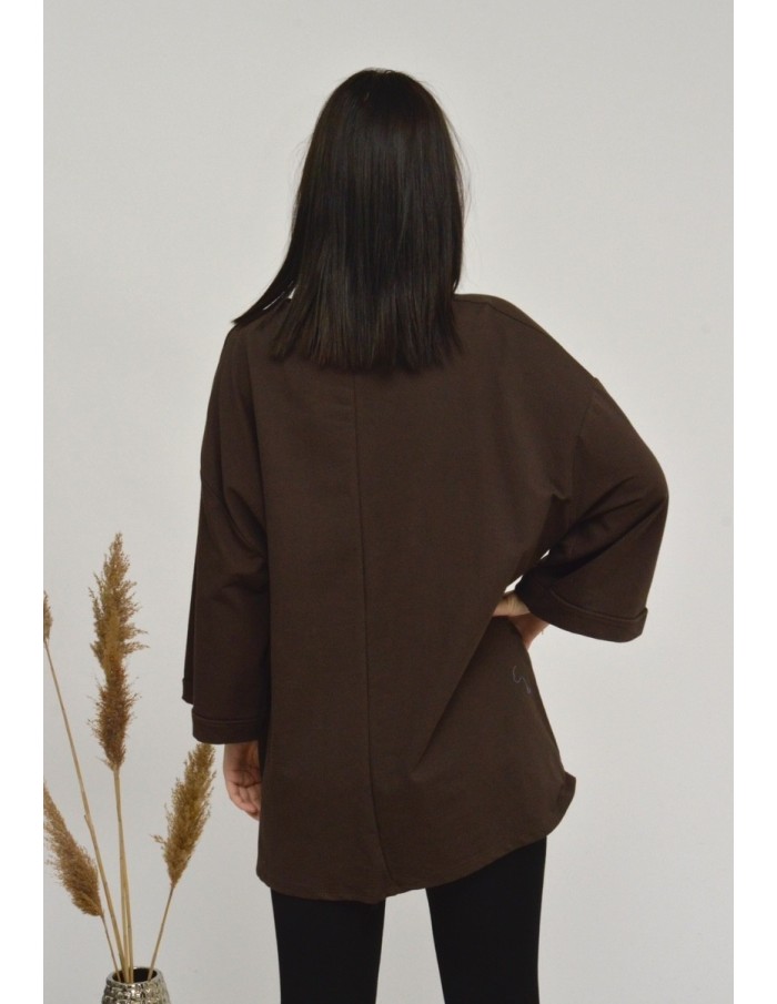 TOP MANCHE ÉVASÉE-MARRON-FEMME - Accueil
