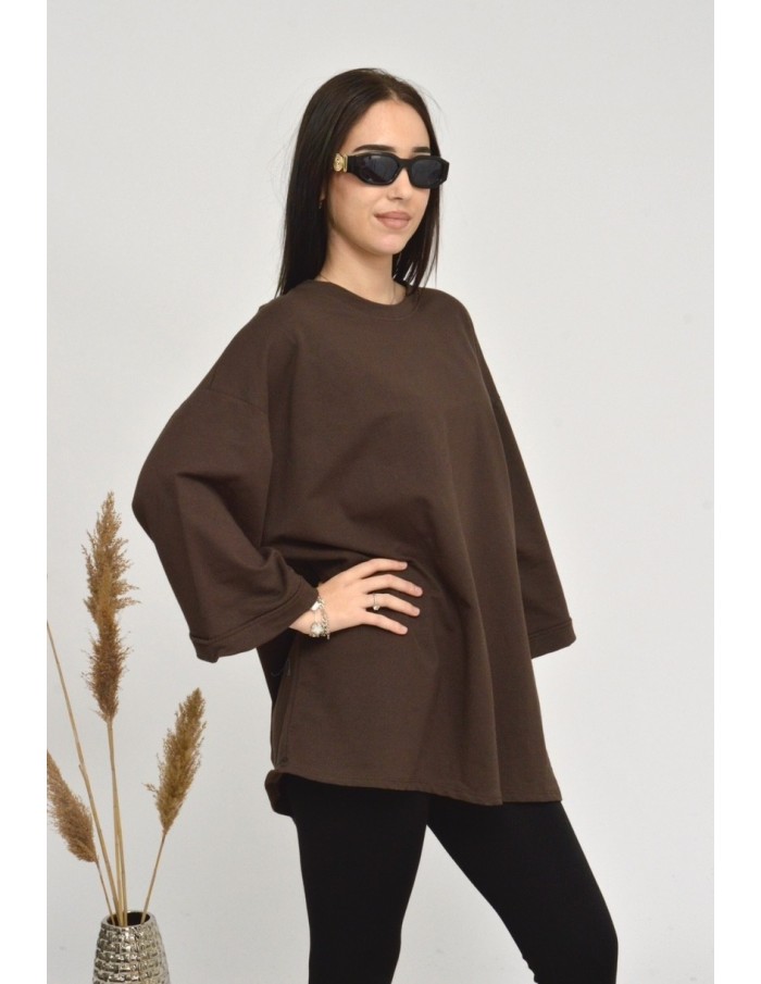 TOP MANCHE ÉVASÉE-MARRON-FEMME - Accueil