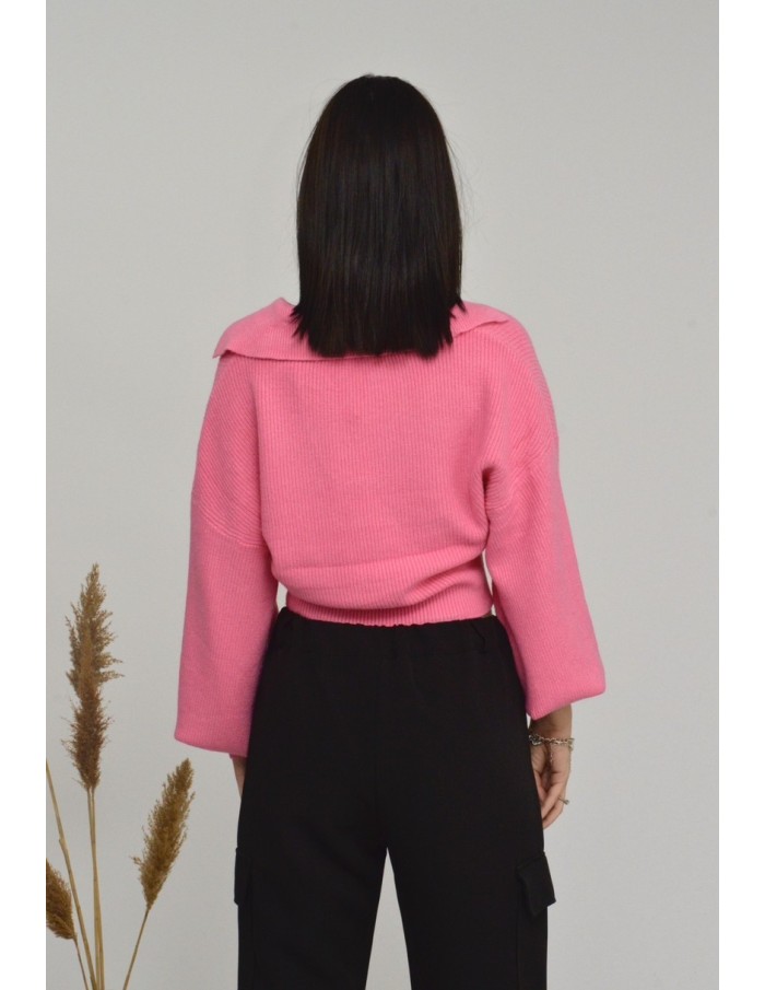 PULL COL V COURT - ROSE- FEMME - Accueil