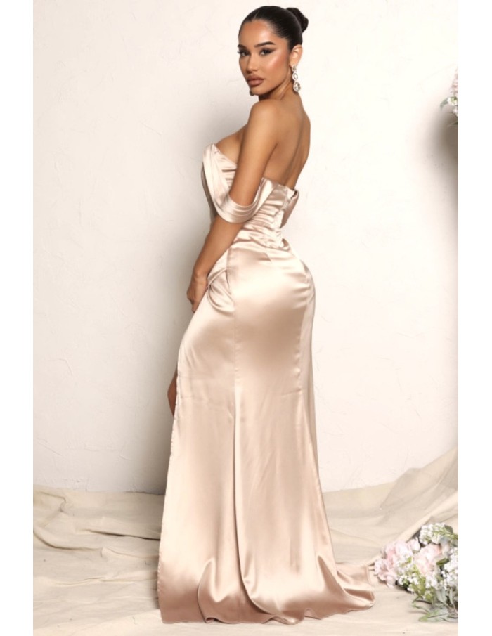 robe-a-fente-soiree-BEIGE -femme - Accueil