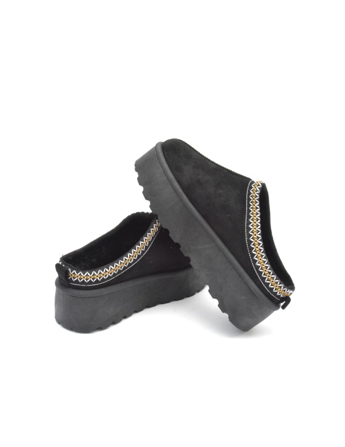 Bottines chaussons en velours compensés noires - femme - 36 à 41 - Accueil
