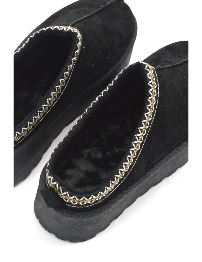 Bottines chaussons en velours compensés noires - femme - 36 à 41 - Accueil