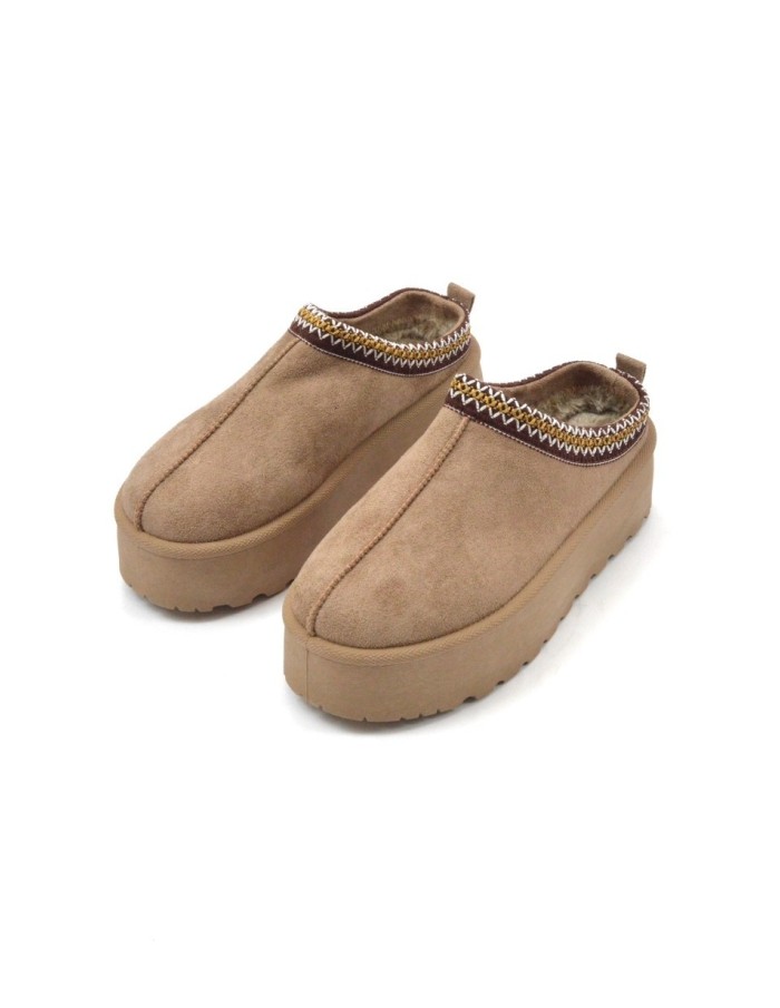 Bottines chaussons en velours compensés taupe - femme - 36 à 41 - Accueil