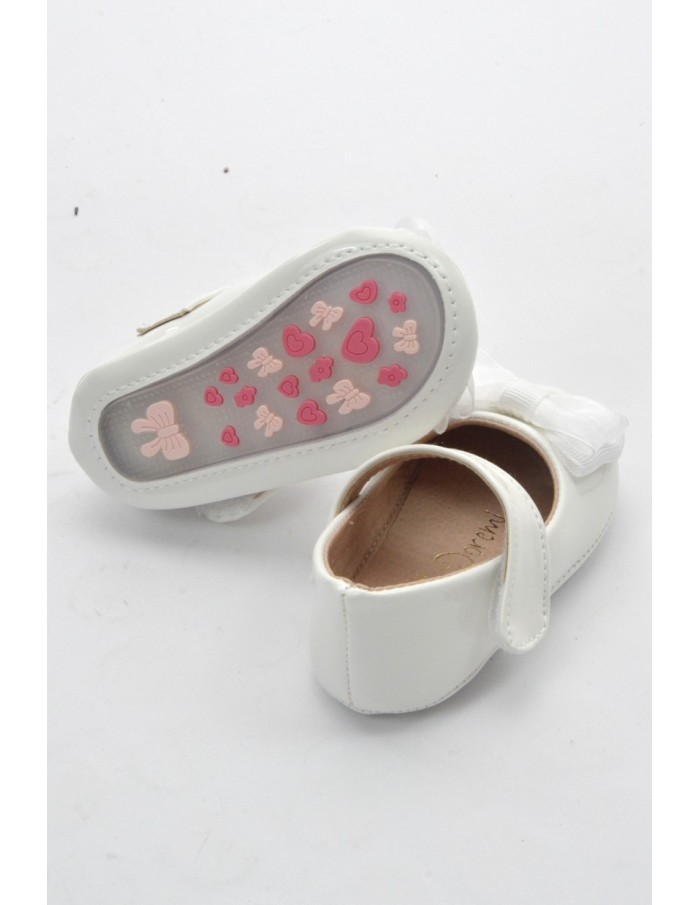 CHAUSSON BALLERINE NŒUD BLANC VERNIS BÉBÉ FILLE - Accueil