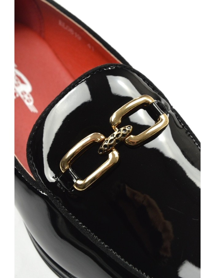 MOCASSIN NOIR BRILLANT CHAINE OR HOMME - Accueil