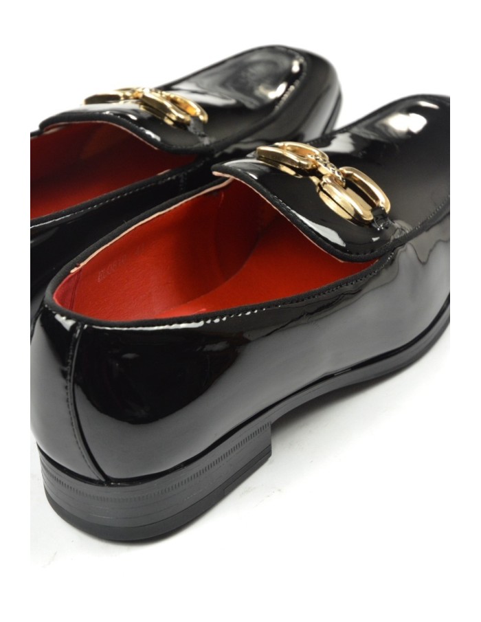MOCASSIN NOIR BRILLANT CHAINE OR HOMME - Accueil