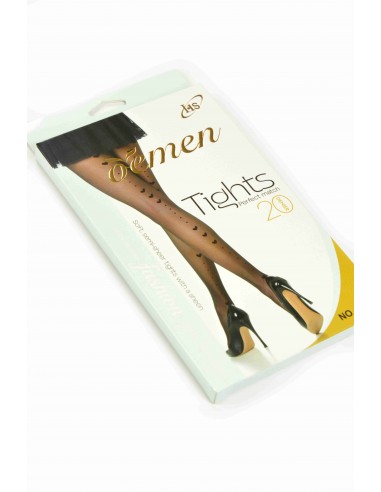 collant fin noir motifs coeur - femme