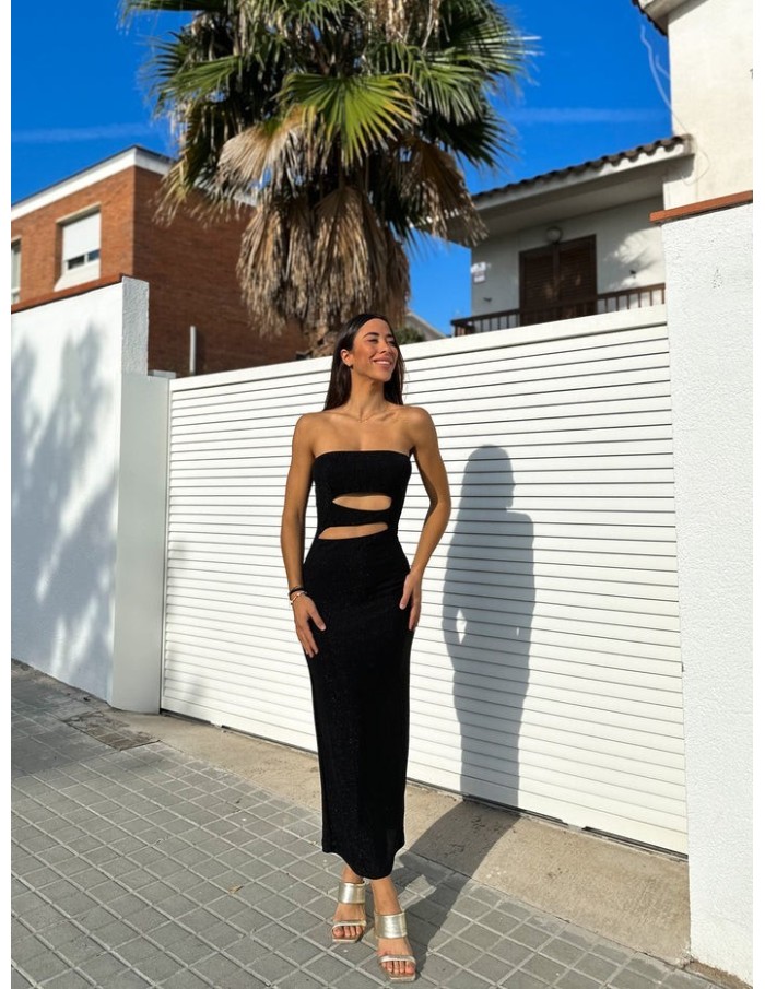 ROBE EN LUREX AVEC FENTES NOIRES FEMME - Accueil