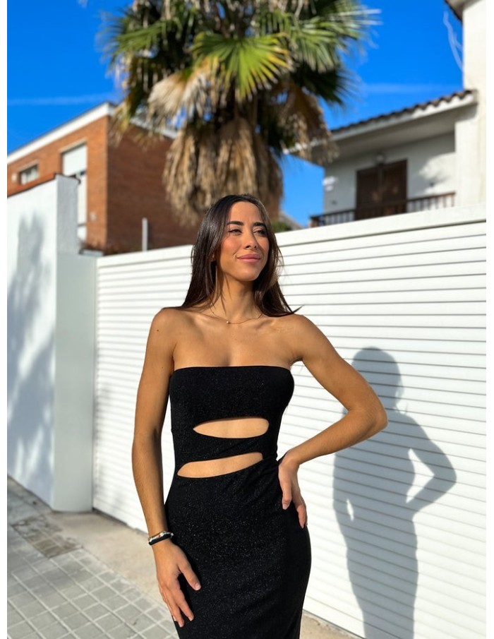 ROBE EN LUREX AVEC FENTES NOIRES FEMME - Accueil
