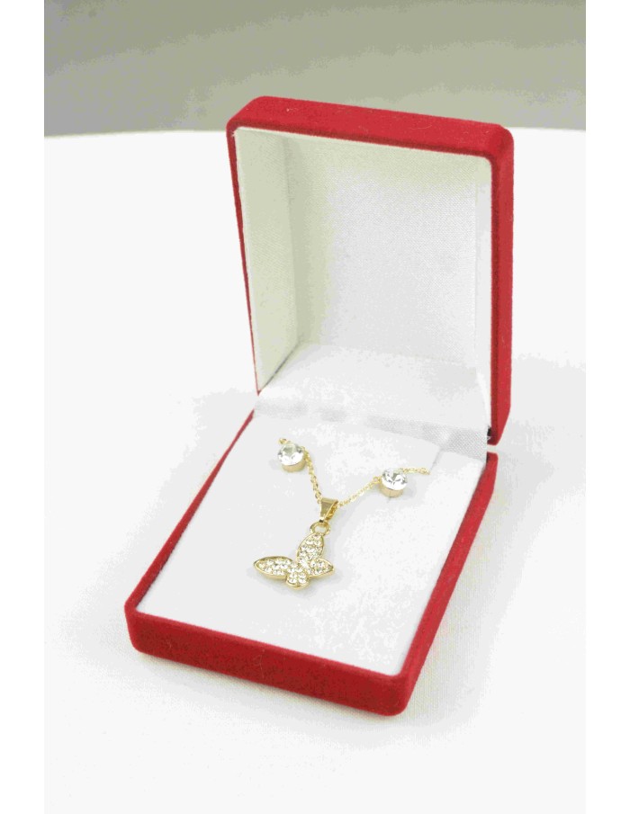 Coffret cadeau bijoux collier avec boucles oreilles acier femme - Bijoux