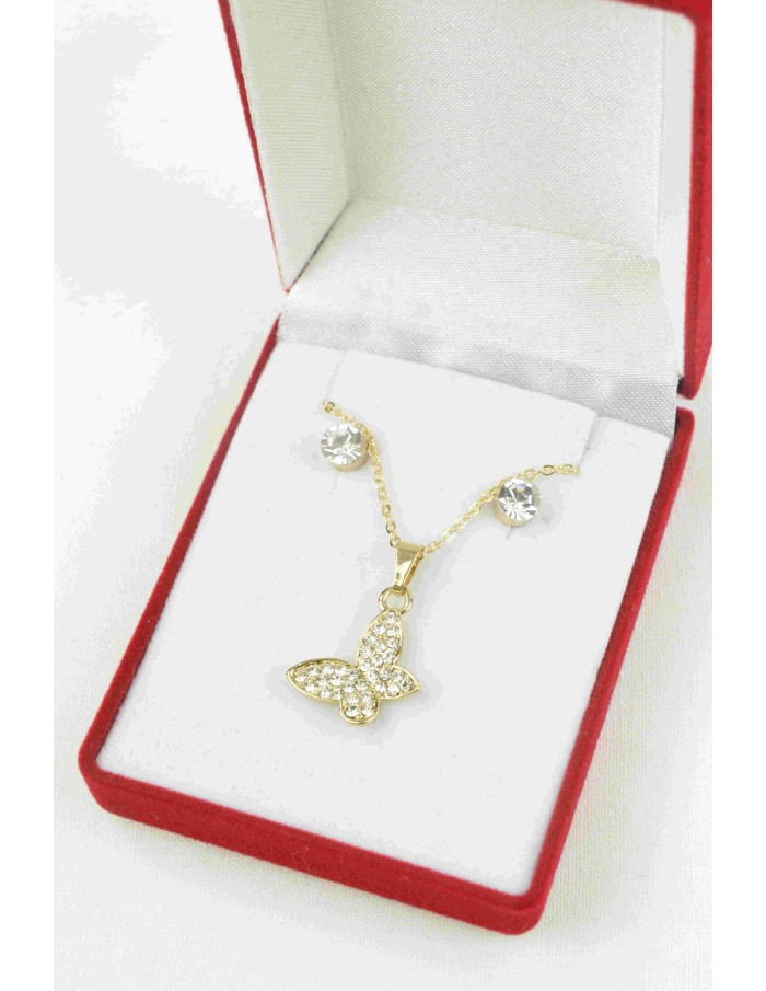Coffret cadeau bijoux collier avec boucles oreilles acier femme - Bijoux