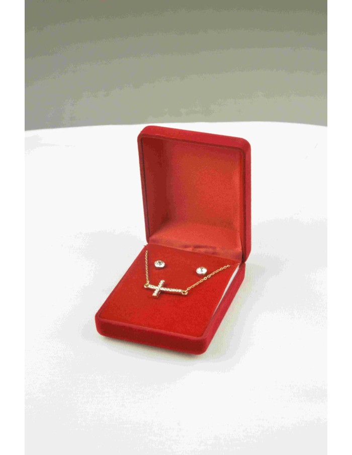 Coffret cadeau bijoux collier avec boucles oreilles acier femme - Bijoux