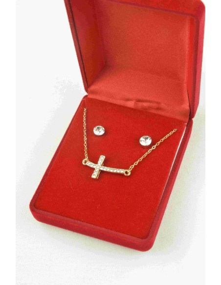 Coffret cadeau bijoux collier avec boucles oreilles acier femme - Bijoux