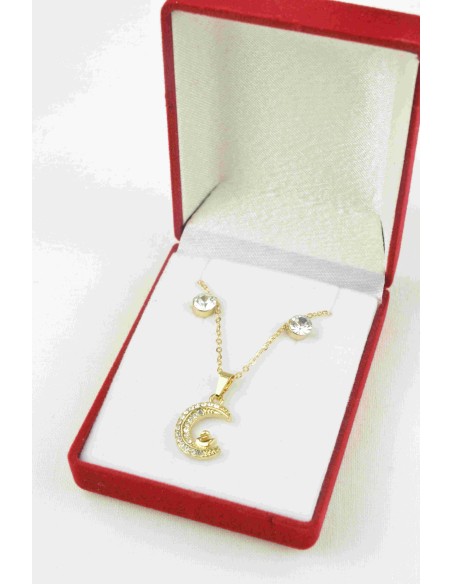 Coffret cadeau bijoux collier avec boucles oreilles acier femme - Bijoux