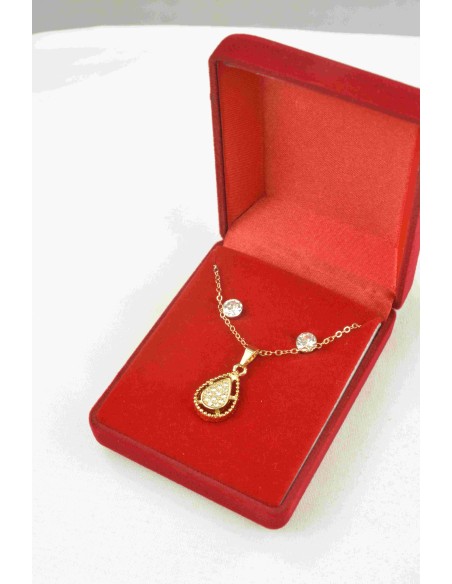 Coffret cadeau bijoux collier avec boucles oreilles acier femme - Bijoux
