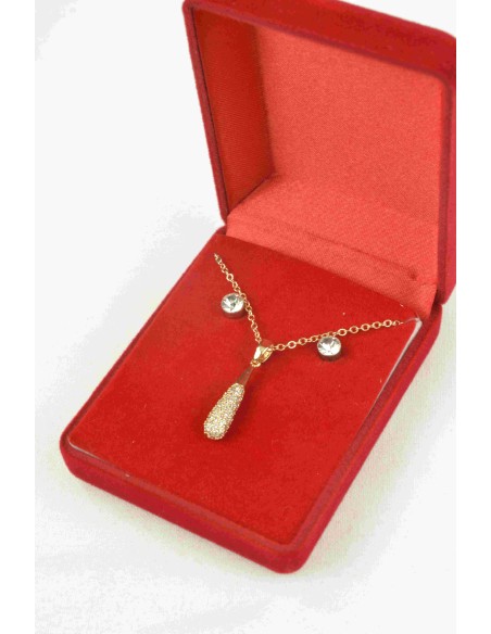 Coffret cadeau bijoux collier avec boucles oreilles acier femme - Bijoux