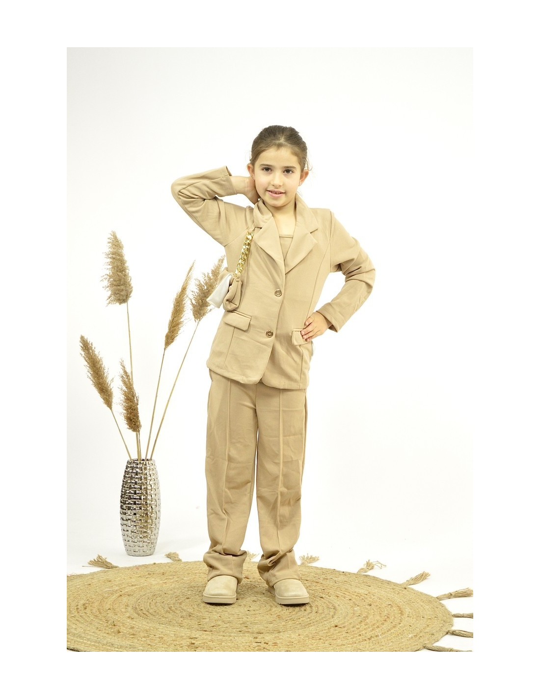 Ensemble Fille 2 Pièces - Chemise Boutonnée Et Pantalon Large, Décontracté Pour 7-12 Ans