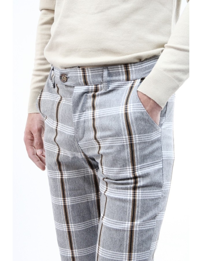 PANTALON CHINO SKINNY LYCRA À CARREAU GRIS HOMME - Accueil