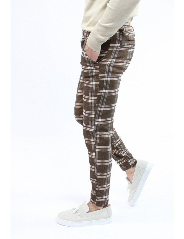 PANTALON À CARREAU FRILIVIN MARRON HOMME - Accueil