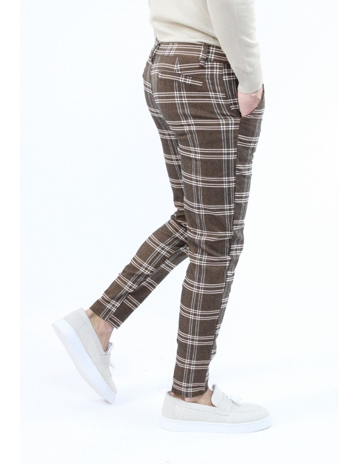 PANTALON À CARREAU FRILIVIN MARRON HOMME - Accueil