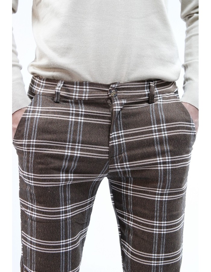 PANTALON À CARREAU FRILIVIN MARRON HOMME - Accueil
