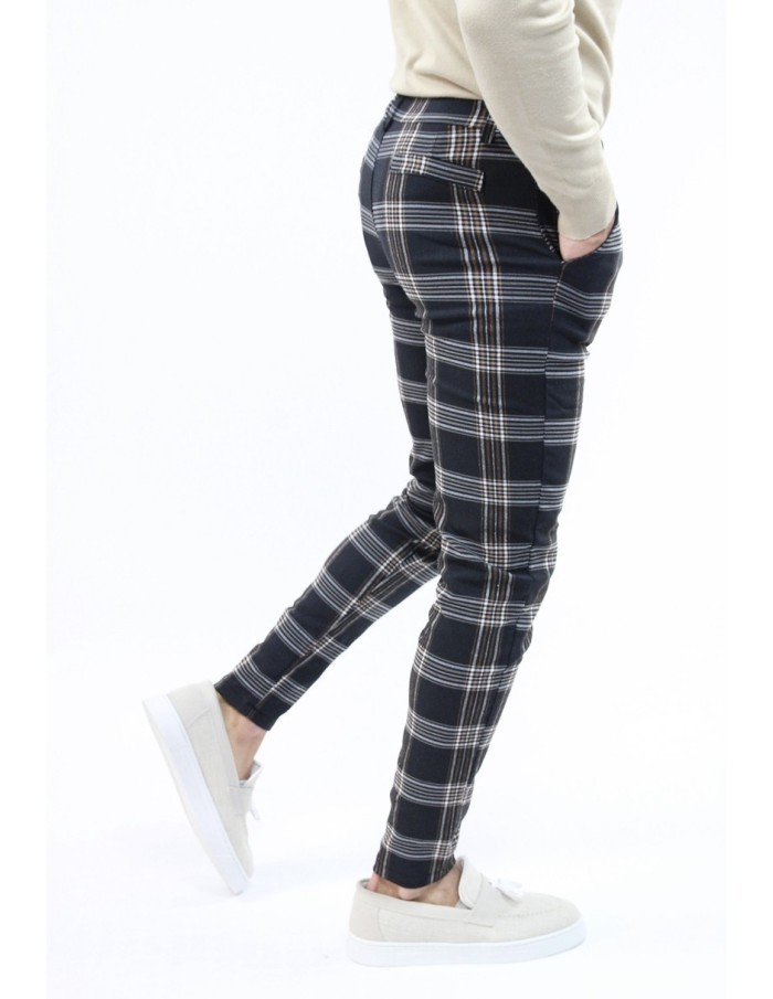 PANTALON CHINO SKINNY LYCRA À CARREAU BLEU HOMME - Accueil