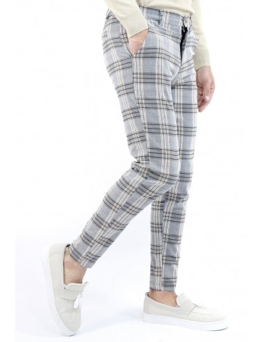 PANTALON CHINO SKINNY LYCRA À CARREAU...
