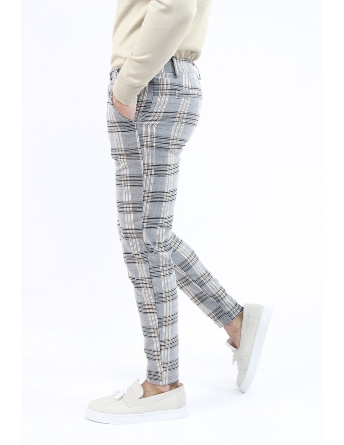 PANTALON CHINO SKINNY LYCRA À CARREAU FRILIVIN GRIS HOMME - Accueil