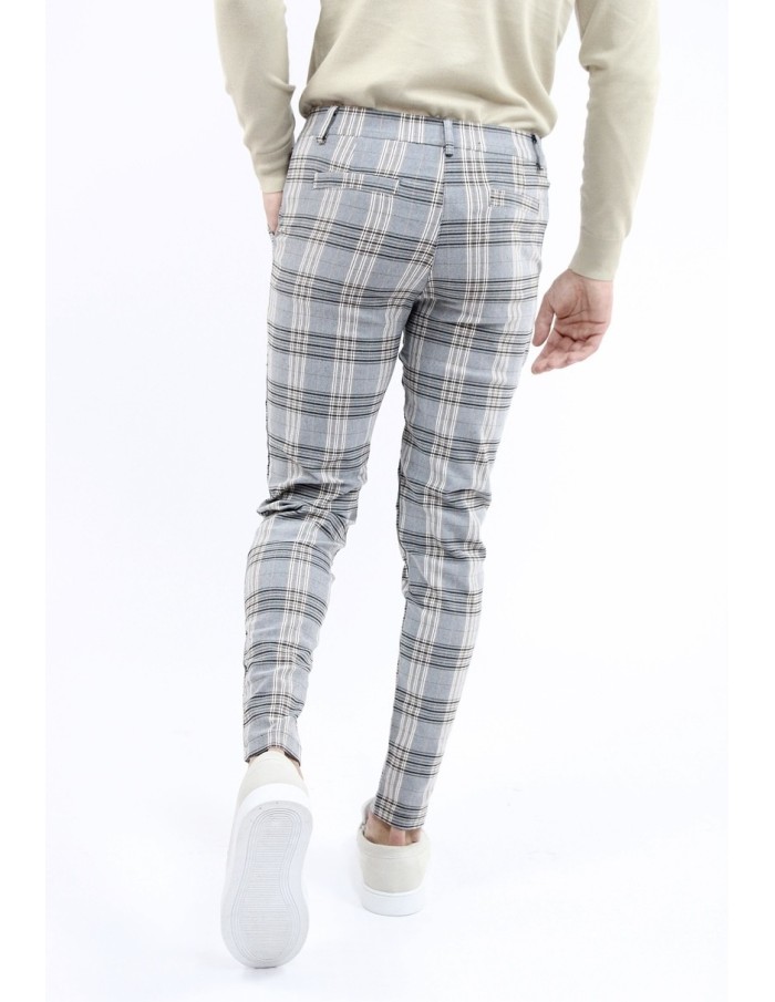 PANTALON CHINO SKINNY LYCRA À CARREAU FRILIVIN GRIS HOMME - Accueil