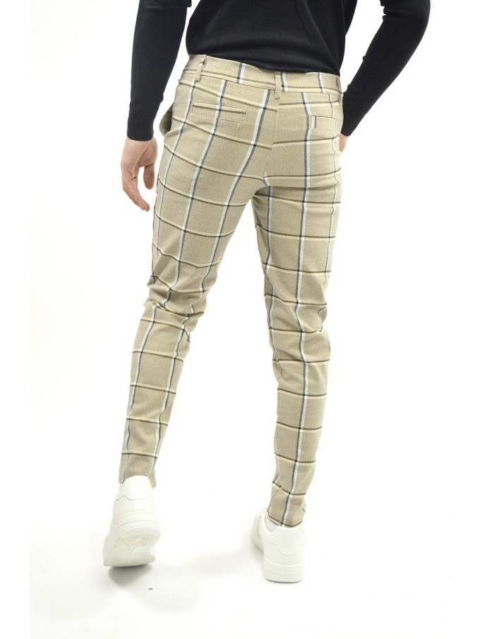 PANTALON À CARREAU FRILIVIN BEIGE HOMME - Accueil