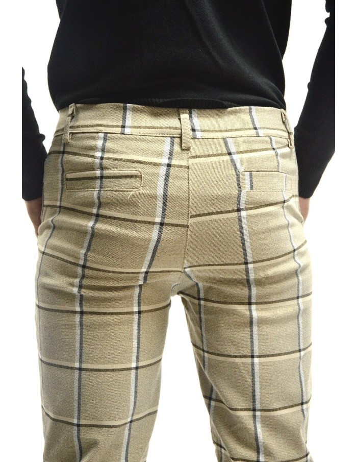 PANTALON À CARREAU FRILIVIN BEIGE HOMME - Accueil