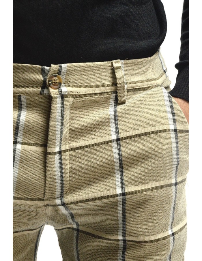 PANTALON À CARREAU FRILIVIN BEIGE HOMME - Accueil