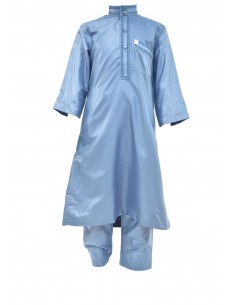 Qamis ENSEMBLE BRODÉ - BLEU...