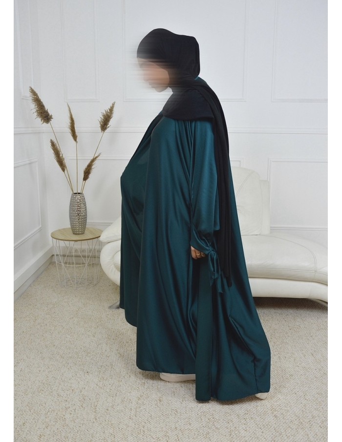 Abaya 2 pièces en satin - BLEU CANARD- femme - Accueil